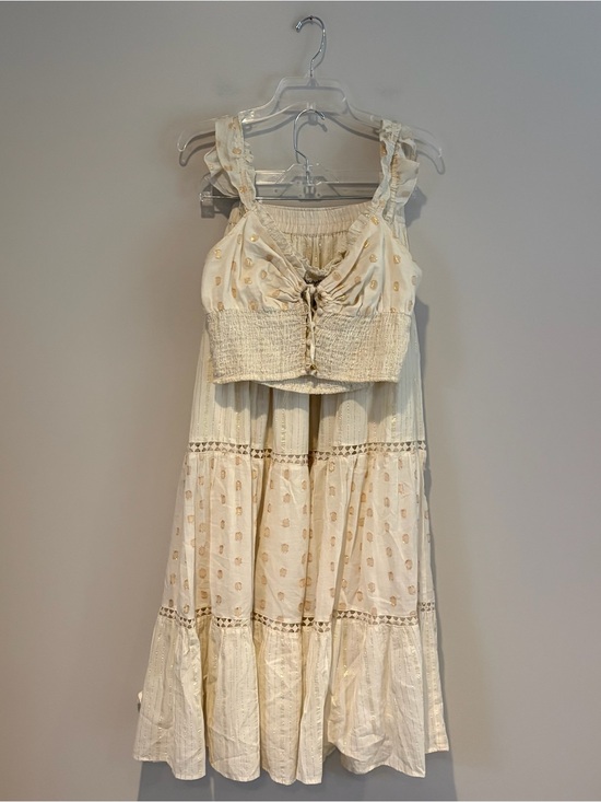 Z&L Dresses & Skirts - Ivory Boho Tiered Midi Dress with Smocked Bodice